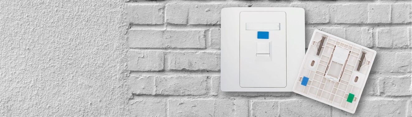 Pelat Dinding RJ45 Ikon Berwarna 1 Port Bahan ABS